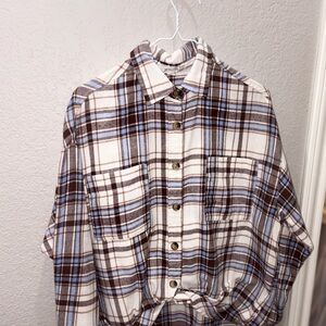 Classic Plaid Long Sleeve Shirt - Brown and Blue